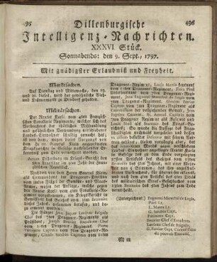 XXXVI.Stück. Sonnabends: den 9. Sept. 1797.