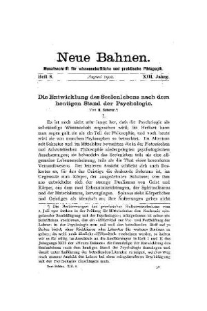 Die Entwicklung des Seelenlebens nach dem heutigen Stand der Psychologie I.