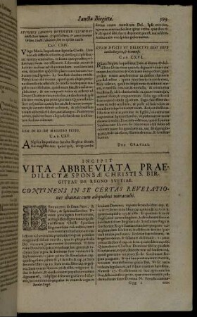 Vita Abbreviata Praedilectæ Sponsæ Christi S. Birgittae De Regno Suetiae.