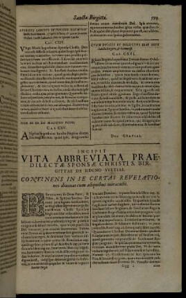 Vita Abbreviata Praedilectæ Sponsæ Christi S. Birgittae De Regno Suetiae.