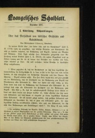 Über das Verhältnis von biblischer Geschichte und Katechismus