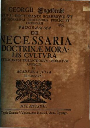 Programma de necessaria doctrinae moralis cultura