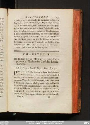 Chapitre X. De la Bataille de Mantinée, entre Philopoemen & Machanidas Chef des Lacédémoniens.