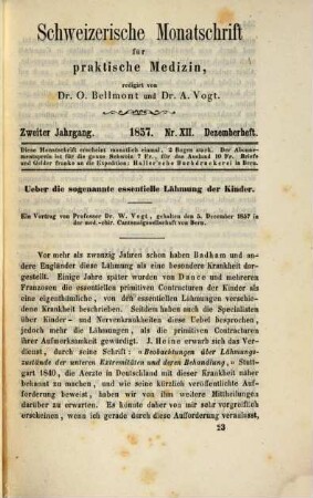 Schweizerische Monatschrift für praktische Medicin. 2. 1857, Nr. 12