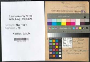 Entnazifizierung Jakob Koellen , geb. 24.11.1893 (Wagenmeister)