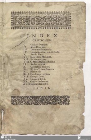 Index cantionum