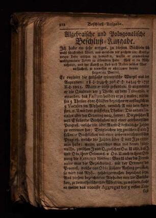 Algebbraische und Polngonalische Verschluß-Ausgabe.