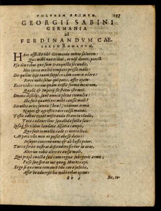 Georgii Sabini Germania ad Ferdinandum Caesarem Romanum.