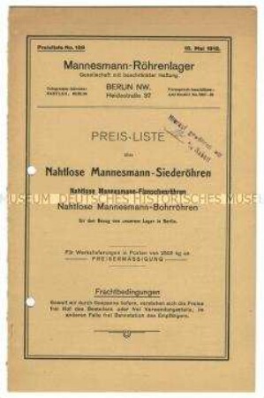 Preisliste über nahtlose Rohre