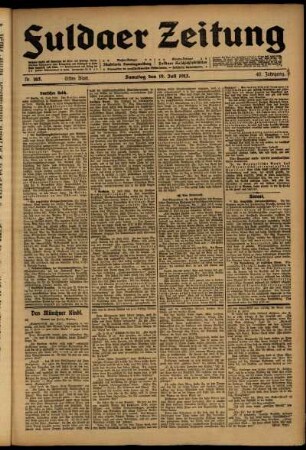 Erste Ausgabe vom Samstag, den 19. Juli 1913.