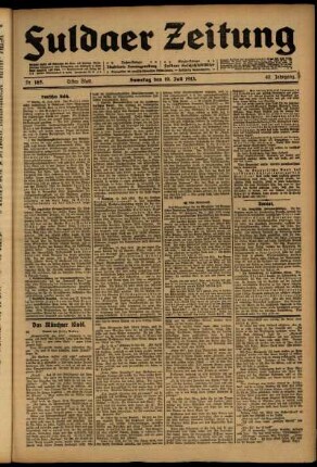 Erste Ausgabe vom Samstag, den 19. Juli 1913.