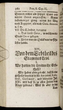 XIV. Von dem Erbtheil des Stammes Levi.