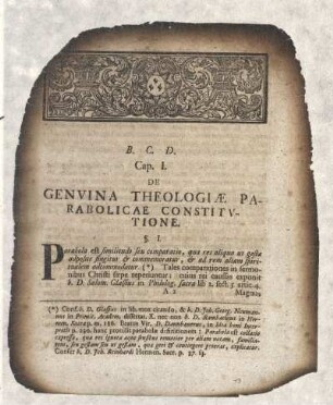 Cap. I. De Geniva Theologiæ Parabolicae Constitvtione