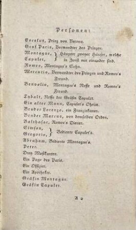 Shakspeare's dramatische Werke, 1. Romeo und Julia. Ein Sommernachtstraum