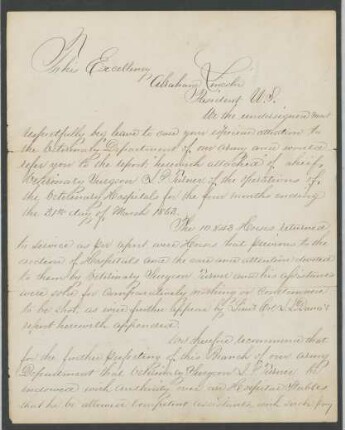 Brief von G. E. Johnson, Captain an Abraham Lincoln, President, U.S.