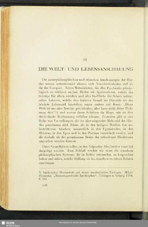 IV. Die Welt- Und Lebensanschauung
