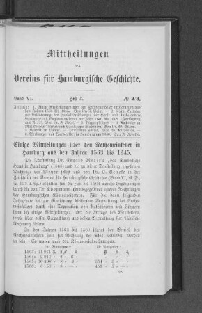 Einige Mittheilungen über den Rathsweinkeller in Hamburg aus den Jahren 1563 bis 1645.