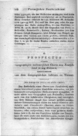 Prospectus einer topographisch-militairischen Charte von Teutschland in 204 Blättern unternommen von dem Geographischen Institute zu Weimar