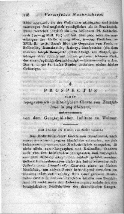 Prospectus einer topographisch-militairischen Charte von Teutschland in 204 Blättern unternommen von dem Geographischen Institute zu Weimar