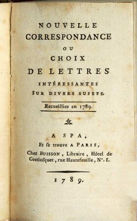Correspondance Nouvelle