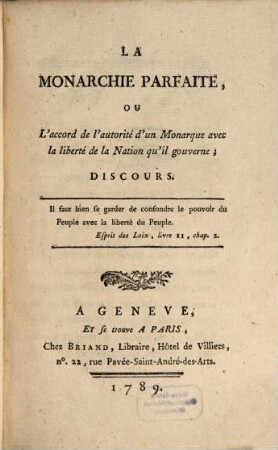 La Monarchie parfaite