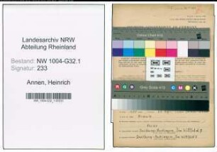 Entnazifizierung Heinrich Annen , geb. 11.08.1908 (Staedt.Angestellter)