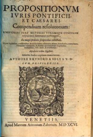 Propositionum iuris pontificii ... compendium resolutorium