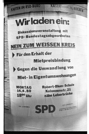 Kleinbildnegativ: Plakat der SPD gegen den „Weißen Kreis“, 1980