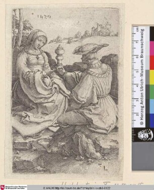 [Paar im Wald sitzend; A nobleman and a lady seated in a landscape ]