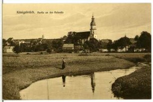 Königsbrück. Blick von der Pulsnitz auf die Kirche