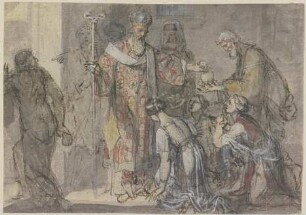 Der Heilige Nikolaus von Myra verteilt Geschenke