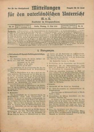 16.1918: Mitteilungen für den vaterländischen Unterricht