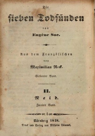 Die sieben Todsünden. 2,2, Bd.2 Neid ; Friedrich Bastien, Bd. 2