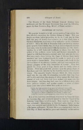 Ordinary General Meeting: Glimpses of Natal. By John Robinson, Esq., M.L.C.