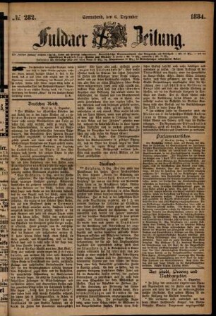 Ausgabe vom Samstag, den 06. Dezember 1884.