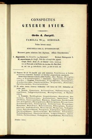 CONSPECTUS GENERUM AVIUM. Ordo 4. Inepti.