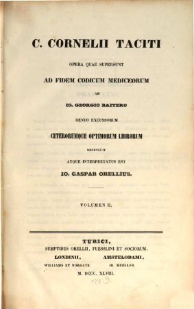 C. Cornelii Taciti opera quae supersunt, 2
