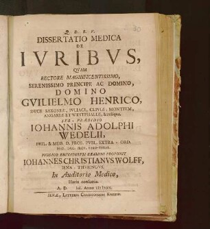 Dissertatio Medica De Ivribvs