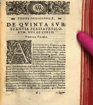 Theses philosophicae, de quinta substantia Peripateticorum, sive de coelo