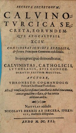 Secreta Secretorum : Calvino-Turcica secreta