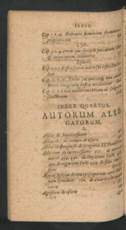 Index Quartus. Autorum Allegatorum.