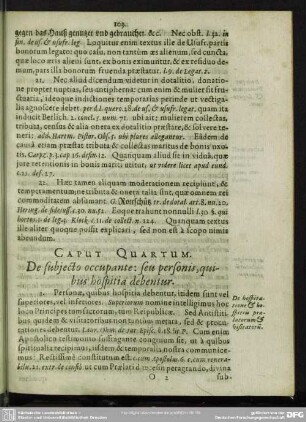 Caput Quartum. De subiecto occupante: seu personis, quibus hospitia debentur