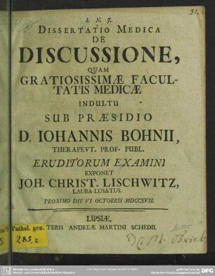 Dissertatio Medica De Discussione