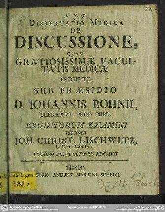 Dissertatio Medica De Discussione