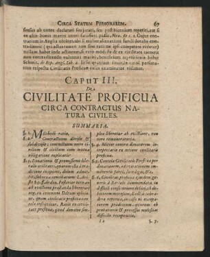 Caput III. De Civilitate Proficua Circa Contractus Natura Civiles.