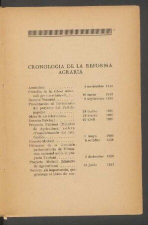 Cronología de la reforma agraria