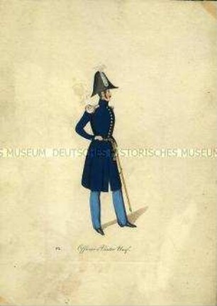 Uniformdarstellung, Offizier in Winter-Uniform, Dänemark, 1815/1830.