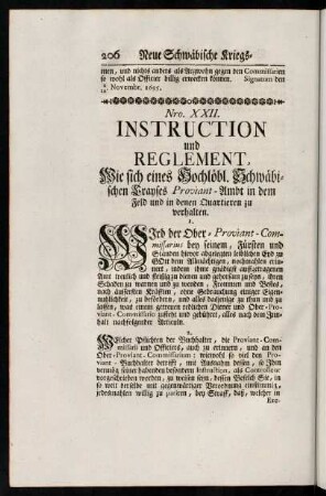 206-225, Nro. XXII. Instruction [...]. - Nro. XXVI. Staat und Instruction [...]