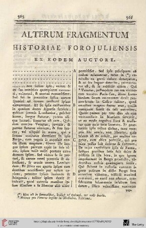 Alterum Fragmentum Historiae Forojuliensis ex eodem Auctore