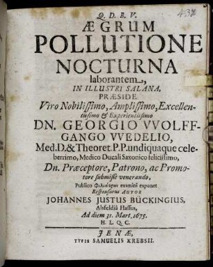 Aegrum Pollutione Nocturna laborantem